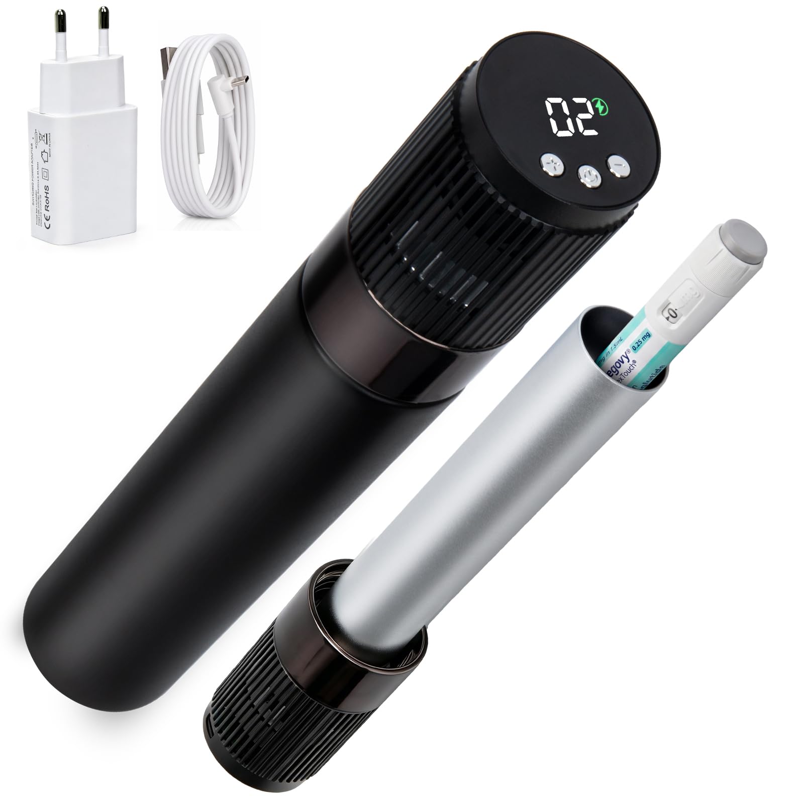 SUNMON Borsa Frigo Termica Medicinali Insulina GLP-1 USB Viaggio Auto | Capacità 1 penna o 3 flaconi 10ml o 4 da 3ml; 3 livelli freddo regolabili; corpo robusto e resistente,raffreddamento attivo
