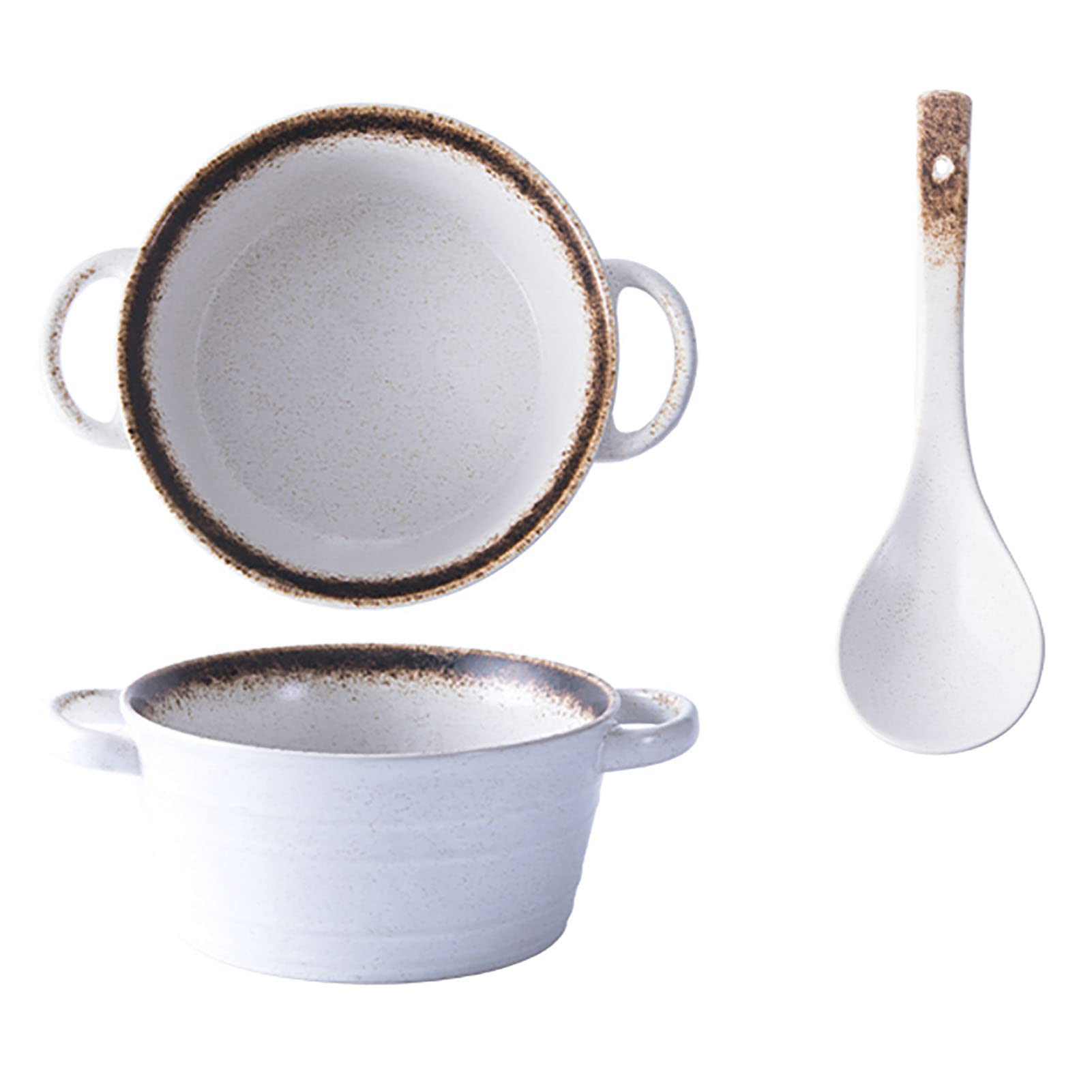 Zestaw 2 ceramicznych misek, misek do zupy z uchwytem śniadaniowy makaron miska na owoce design deserowa miska na zupę restauracja dekoracja domu
