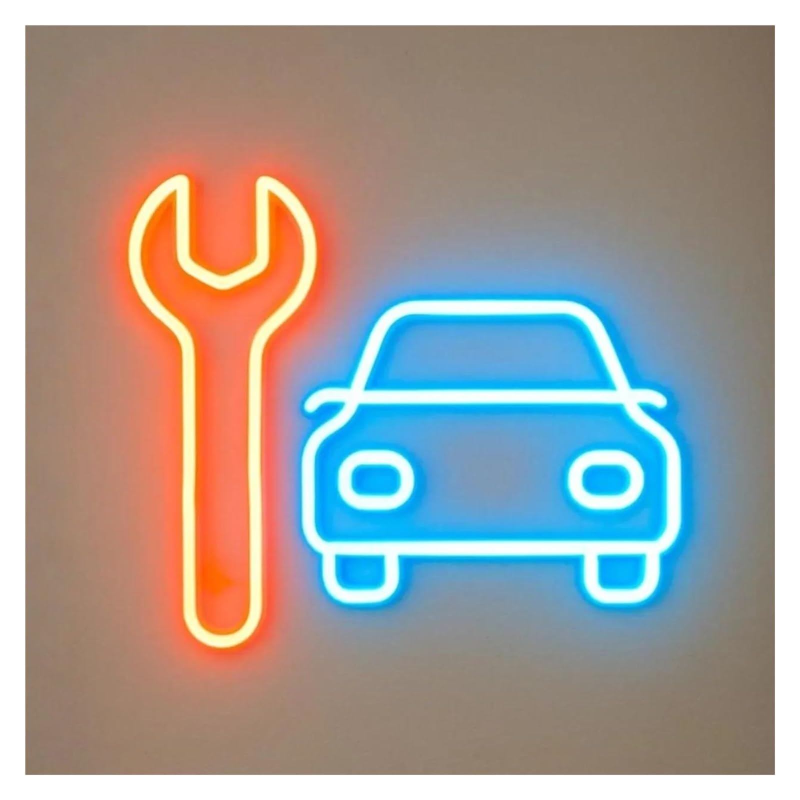 Rongch One Color Hanging Art Signs Wrench Car Neon Sign For Business Auto Repair Store Decor Usb Dimmable To Make The Shop More Attractive 45Cm