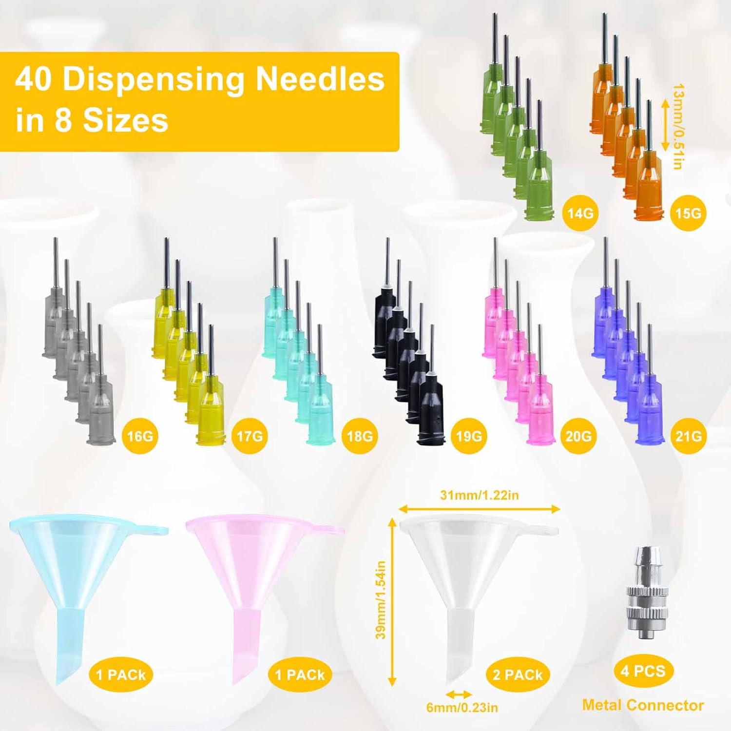 mumisuto 150 Pcs Pottery Tools Supplies, Ceramic Precision Applicator, Precision Tips Applicator for Ceramic Bottles Glaze Glaze Extrusion Bottle for Pottery Clay Art Decorating Kit