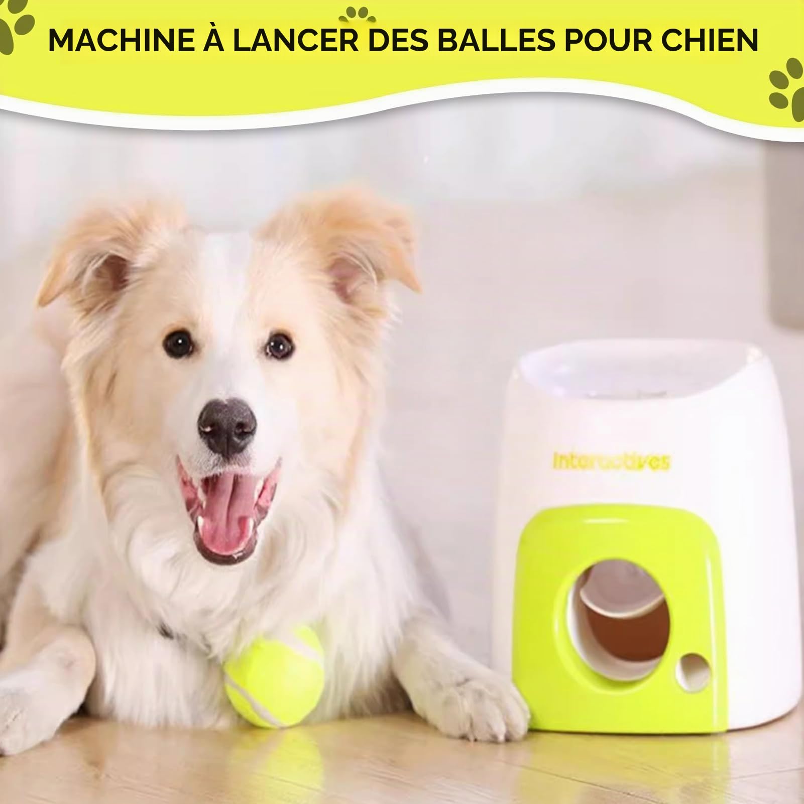 Cyrank Lanceur Automatique De Balle pour Chien, Machine Interactive De Lancement De Balle De Tennis pour, Jouet D'enrichissement pour Usage Intérieur, Lanceur de Balle pour