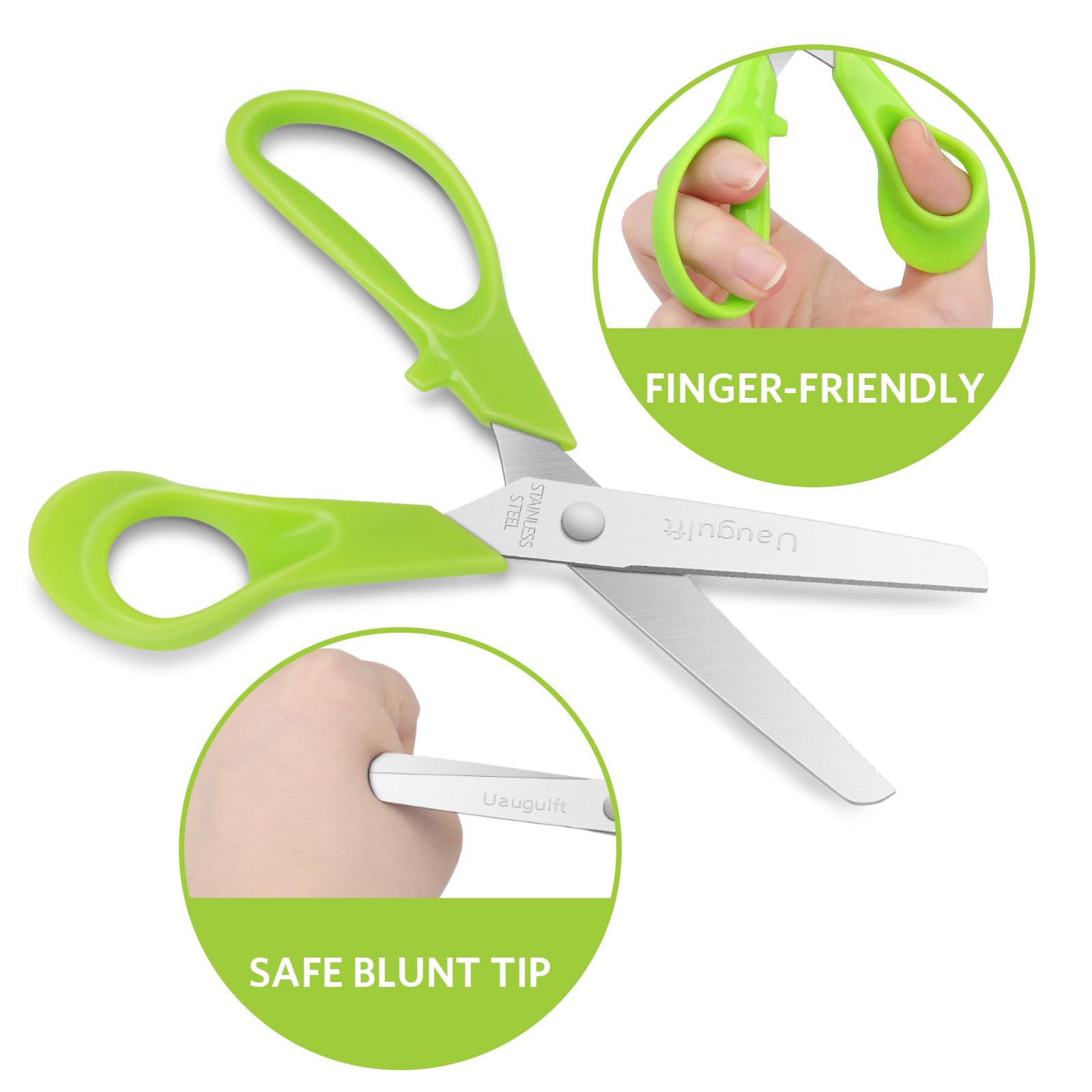 Tijeras para niños, tijeras de seguridad para niños con cuchillas de punta roma de acero inoxidable y mango ergonómico, ideales para la escuela y aulas, 12 pulgadas, paquete de