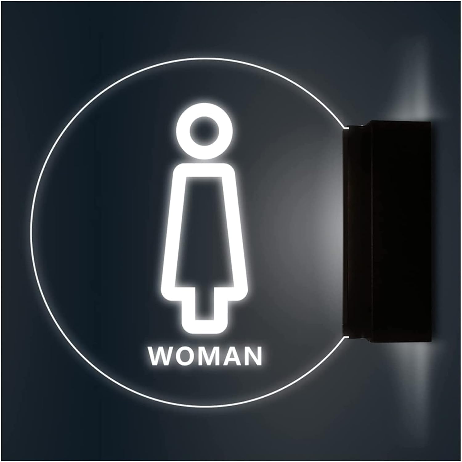 Illuminated Restroom Signs, Acrylic Women Toilet Washroom Signage Door Sign, Bathroom Door Lighted Sign, Installation On The Right, Modern Restroom Lighting for Office, Hotel, Shopping Mall.