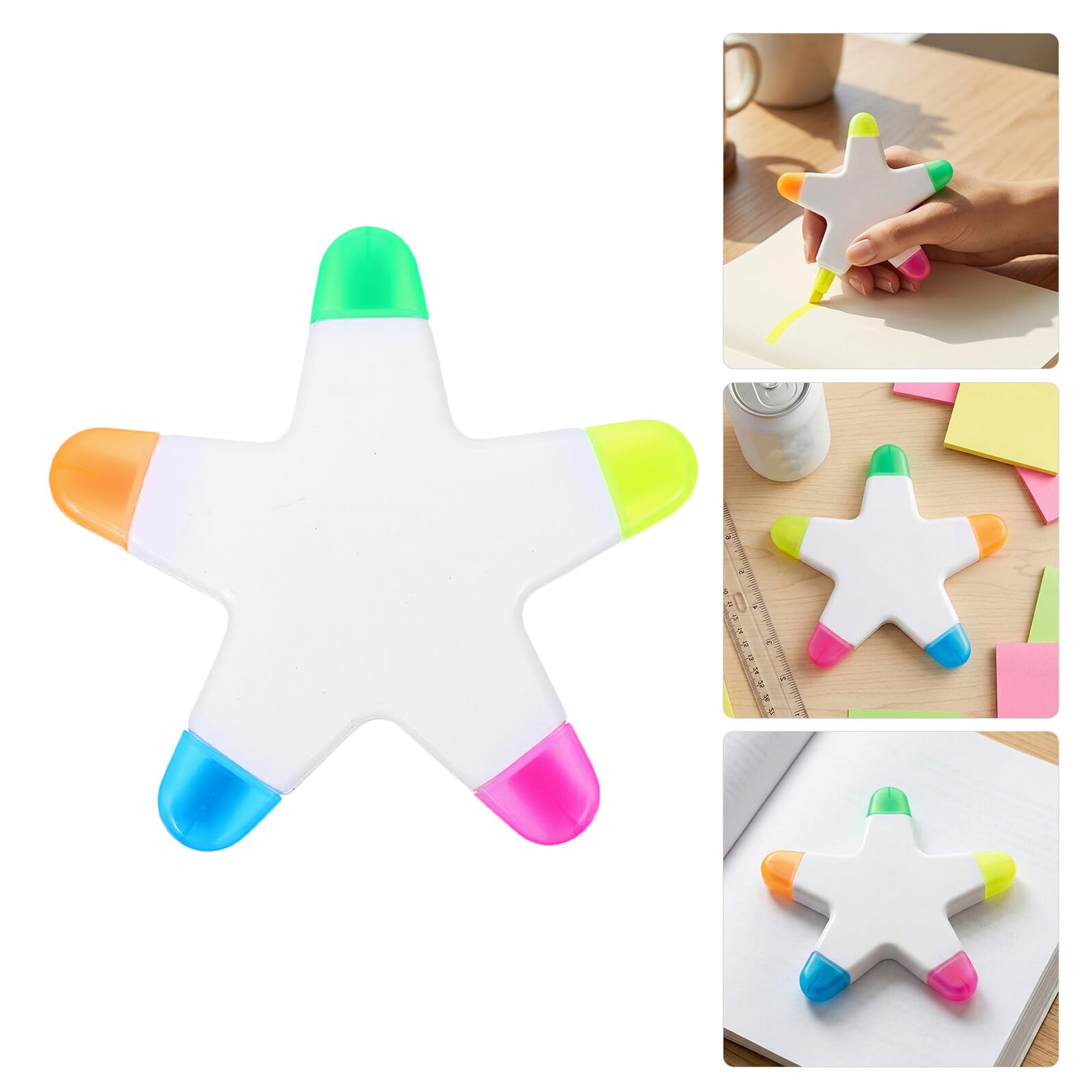 SHINEOFI 6 Pezzi Evidenziatori a Forma di Stella Colorati per Scuola e Ufficio, Pennarelli Fluorescenti Compatti in Plastica senza Sbavature, Stile Creativo e Giocoso