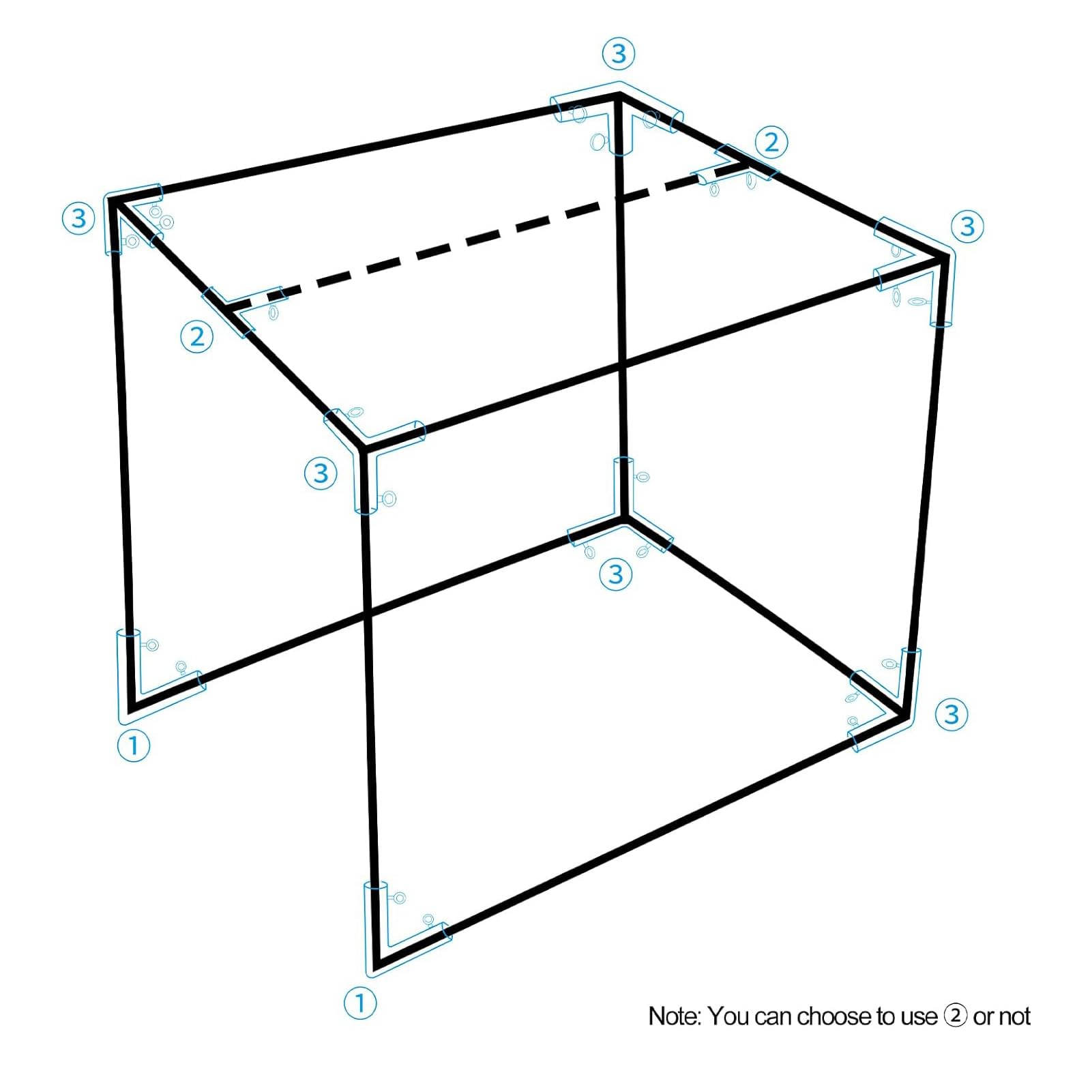 Aoneky Eck-Set für Golfkäfigrahmen, Rohrverbinder für Golfnetzrahmen 3x3x3M, 10 Pcs, 1.9cm EMTs - Conduit Connector for Golf Hitting Cage Frame