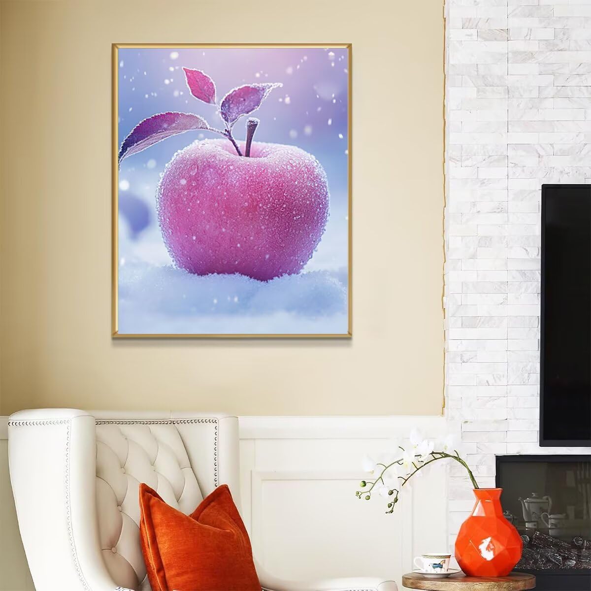 Dipingere con i Numeri Frutta, Paint by Numbers Adulti Nevicare, Fai da te Creativi Adulti Quadri da Dipingere Numerati Kit per Decorazione Della Parete di Casa, Regalo 70x95 cm Senza Cornice 0R-4