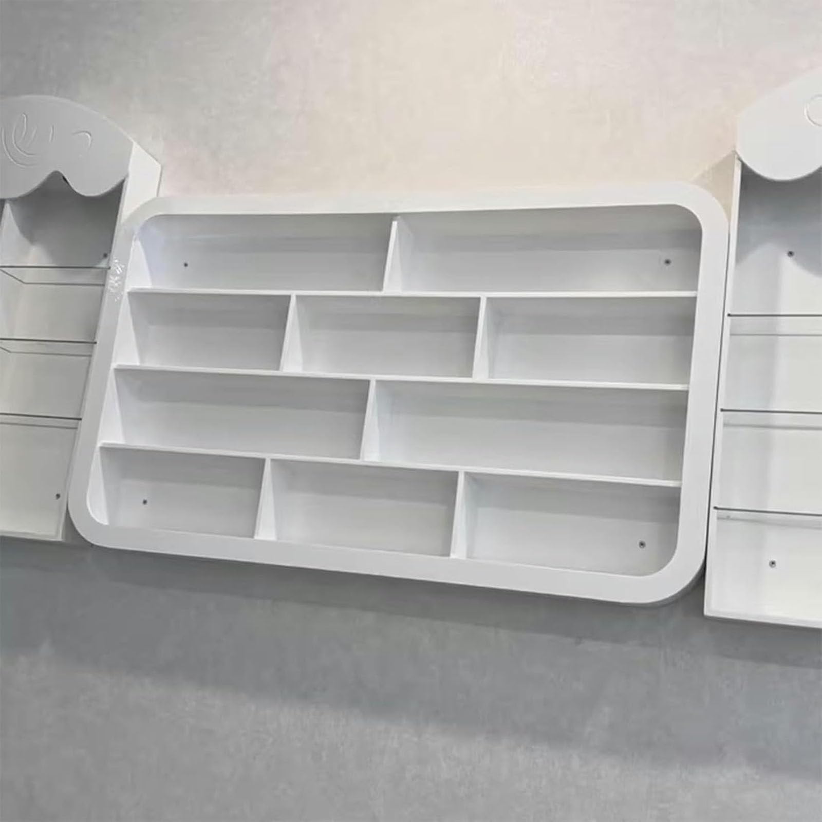 Porta Smalto da Parete, espositore in Legno per Oli Essenziali e profumi, Porta Smalto in Legno Bianco per Salone di Bellezza, 1,2 m (1 m)
