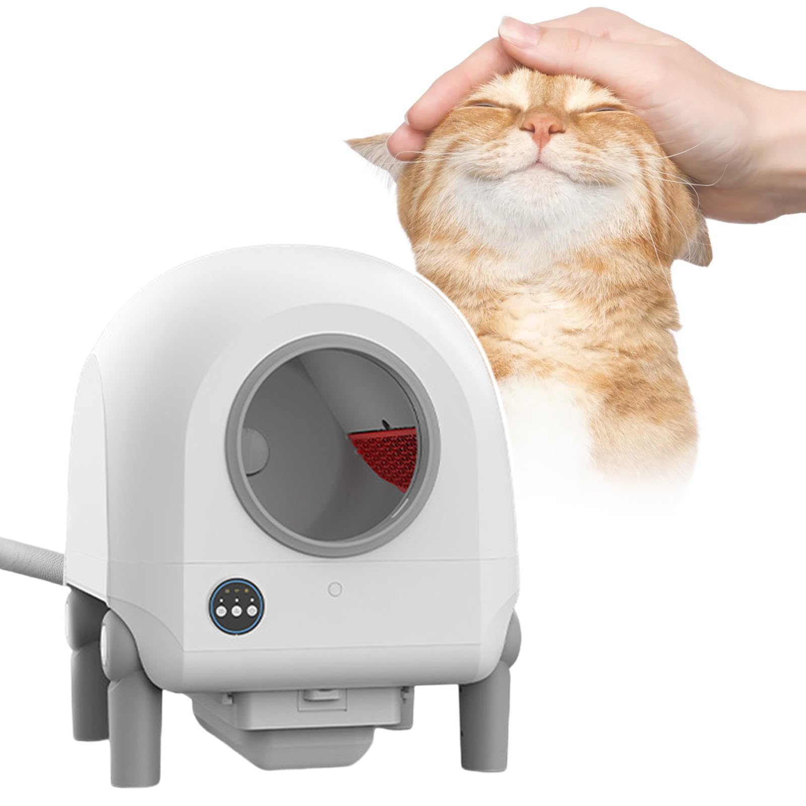 Elektrische Selbstreinigende Katzentoilette, Automatische Roboter-Katzentoilette, Mit Filter/LadegeräT/MüLlbeutel/Abluftrohr, WLAN/Bluetooth-Verbindung