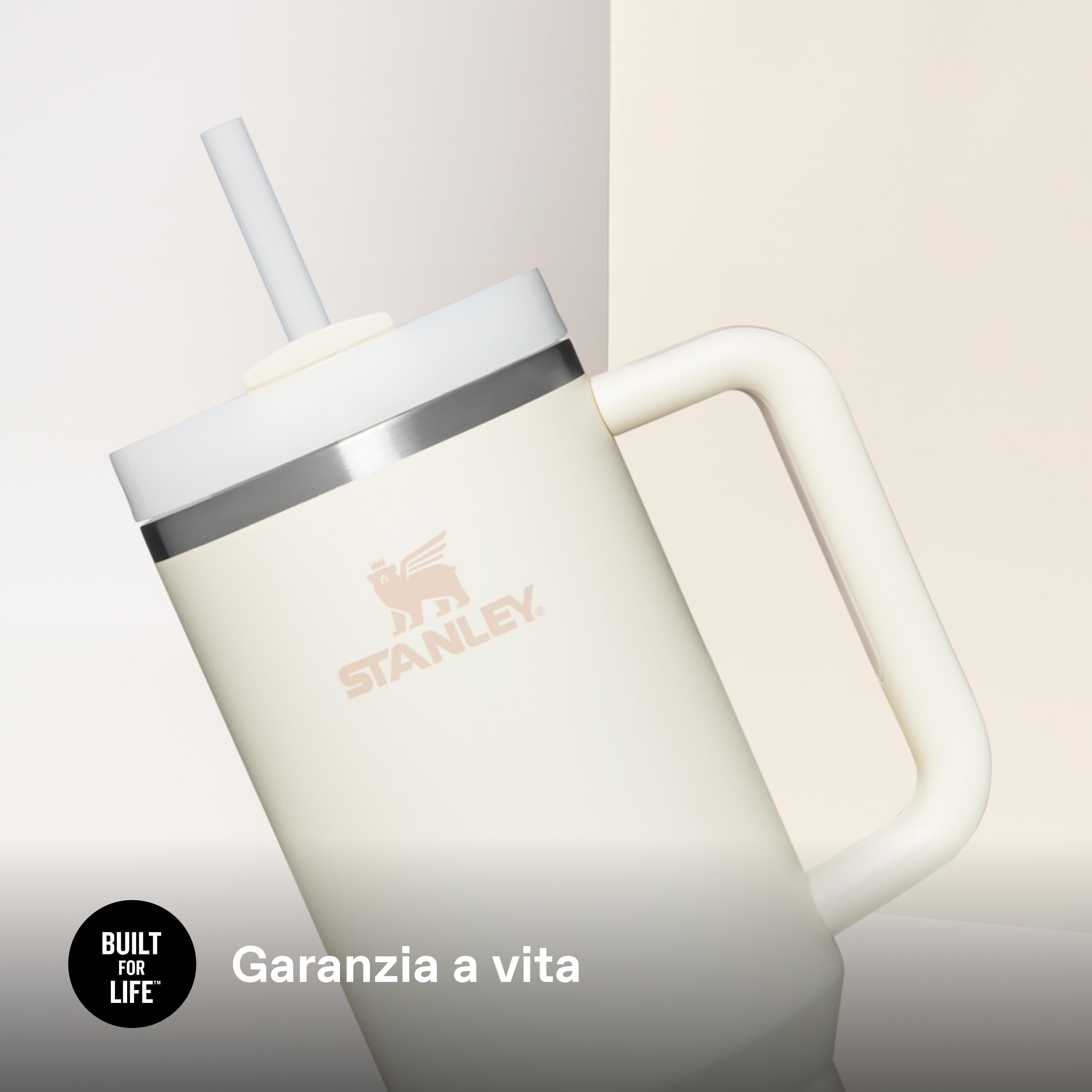 STANLEY Quencher H2.0 Flowstate Borraccia Con Cannuccia 1.2L - Freddo Per 11 Ore - Con Ghiaccio Per 48 Ore - Senza BPA - Tazza Termica Con Manico - Cream Tonal