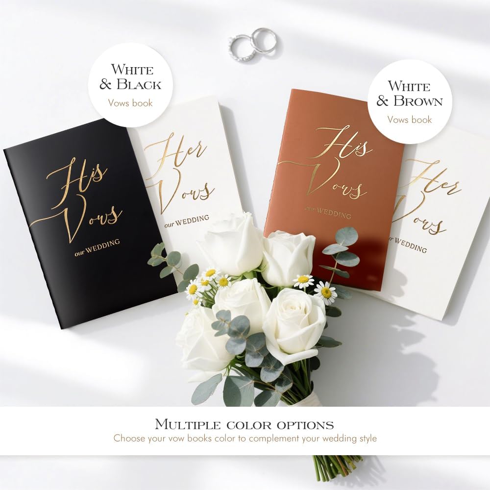 molekaus Vow Books His and Hers with Gold Foil Lettering, 28 Pages