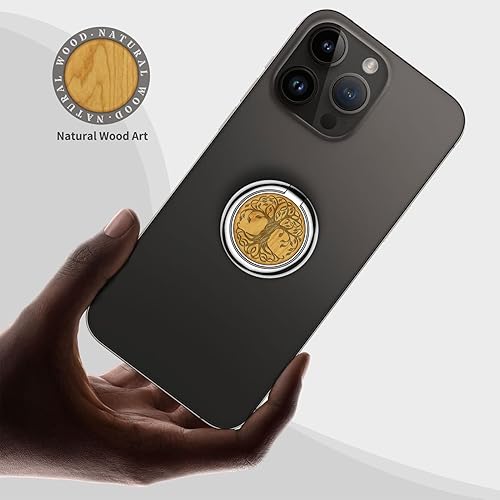 Miniatura 3 de Carveit Soporte de madera para anillo para teléfono celular, soporte de agarre para teléfono, compatible con Galaxy S23 Ultra S22, iPhone 15 Pro