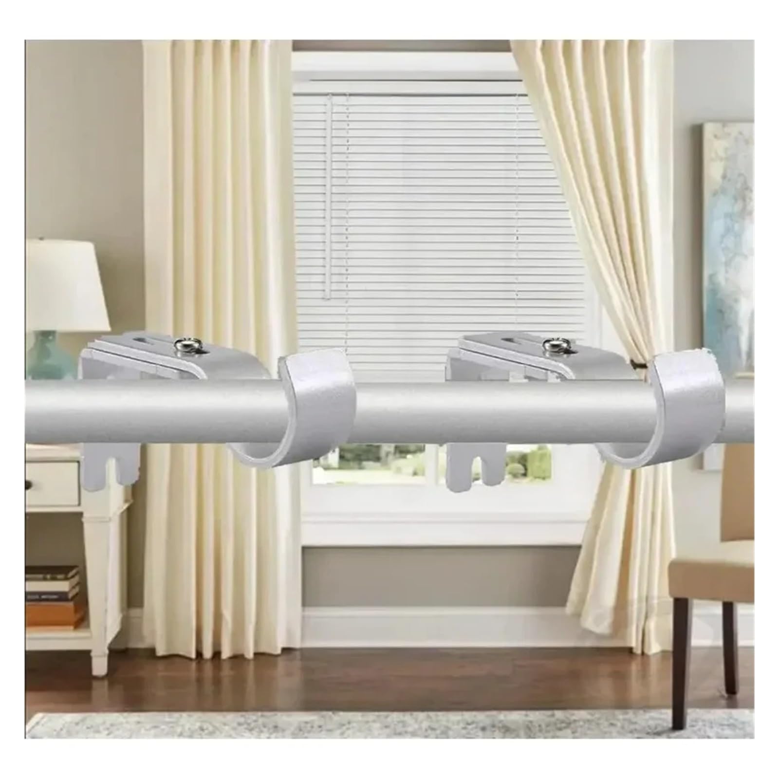 Lot de 3 supports de tringle à rideaux réglables de qualité supérieure - Pour salle de bain, balcon, cuisine