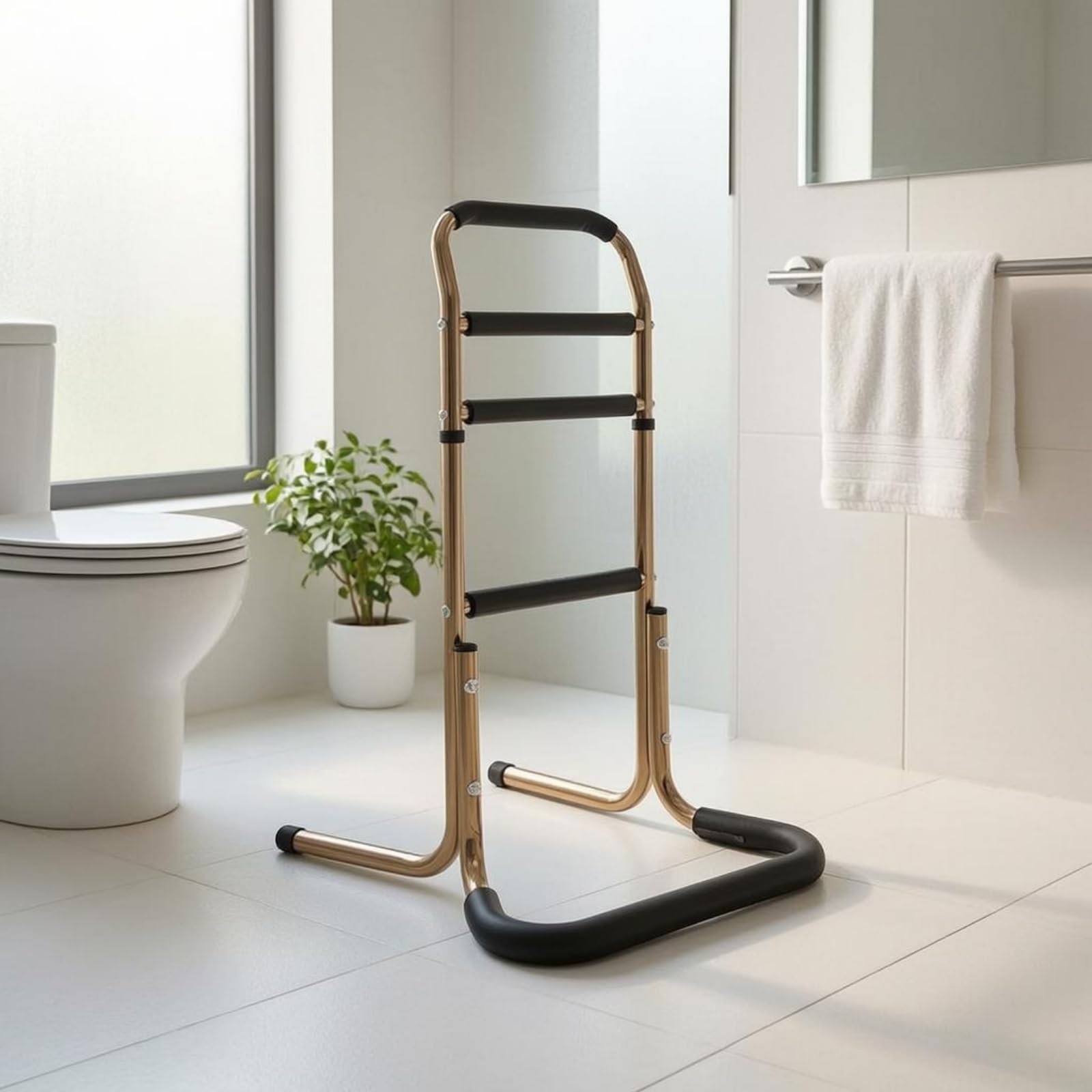 Barra Apoyo Ajustable Aluminio Barra Apoyo Baño Alta Resistencia Asistencia Sanitaria para Mayores, Inodoro