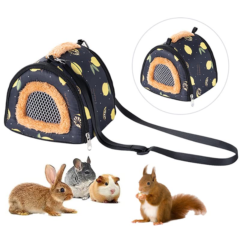 ZYYRSS Portable Small Animals Carrier Bag, Rats Sugar Glider Small Guinea Pig Rat Chinchillas Hamster Hedgehog Carrier Pouch Bag for Outdoor Travel, Breathable Hanging Tote Bag (Black)