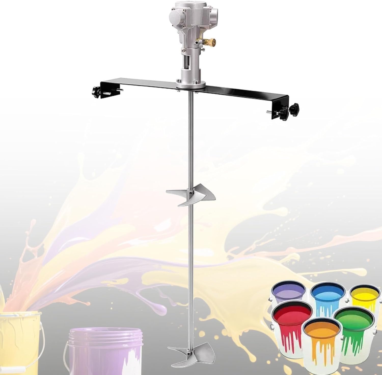 Adjustable-Speed Pneumatic Paint Mixer, 60cm Horizontal Plate, 50-2800 RPM, 1/2HP Agitator for Blending Paints, Mixing Raw Materials & Sauces, 60-Gallon Capacity