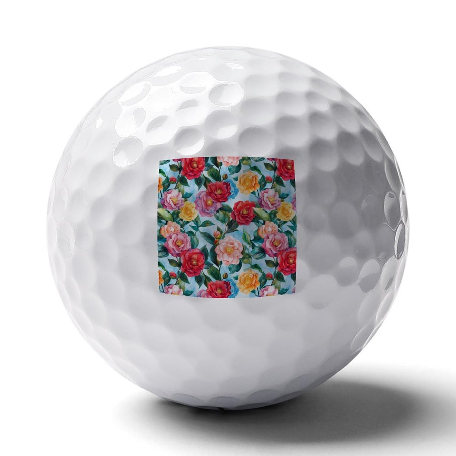 Watercolor Colorful Camellia Flowers Custom Golf Ball Soft Practice Golf Balls Performance Distance and Speed for Indoor Outdoor