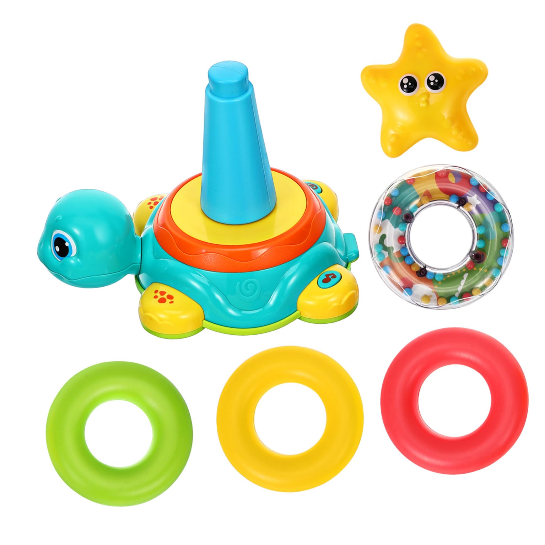 iplusmile Gioco Impilabile Tartaruga per Bambini Musica e Luci, in Plastica Sicura, per Casa e Viaggi, Sviluppo Sensoriale e Motorio per Famiglie