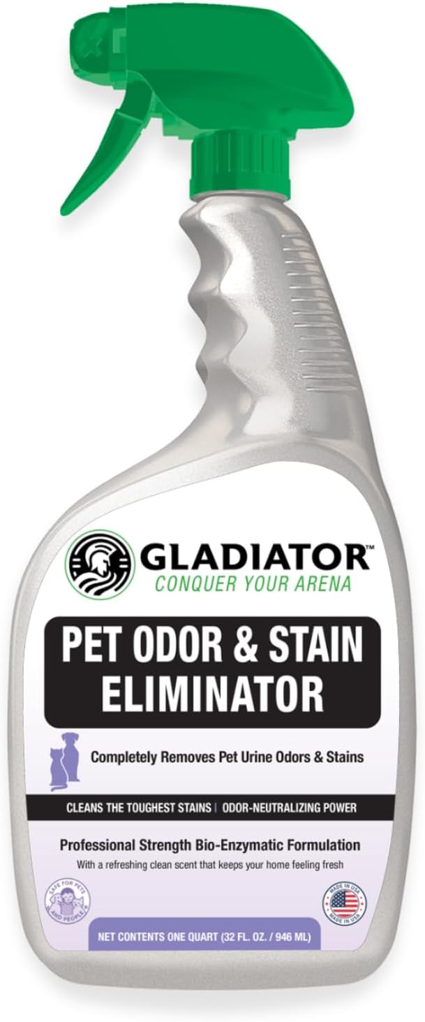 Gladiator Pet Odor & Stain Eliminator, Enzyme Urine Cleaner 32 oz