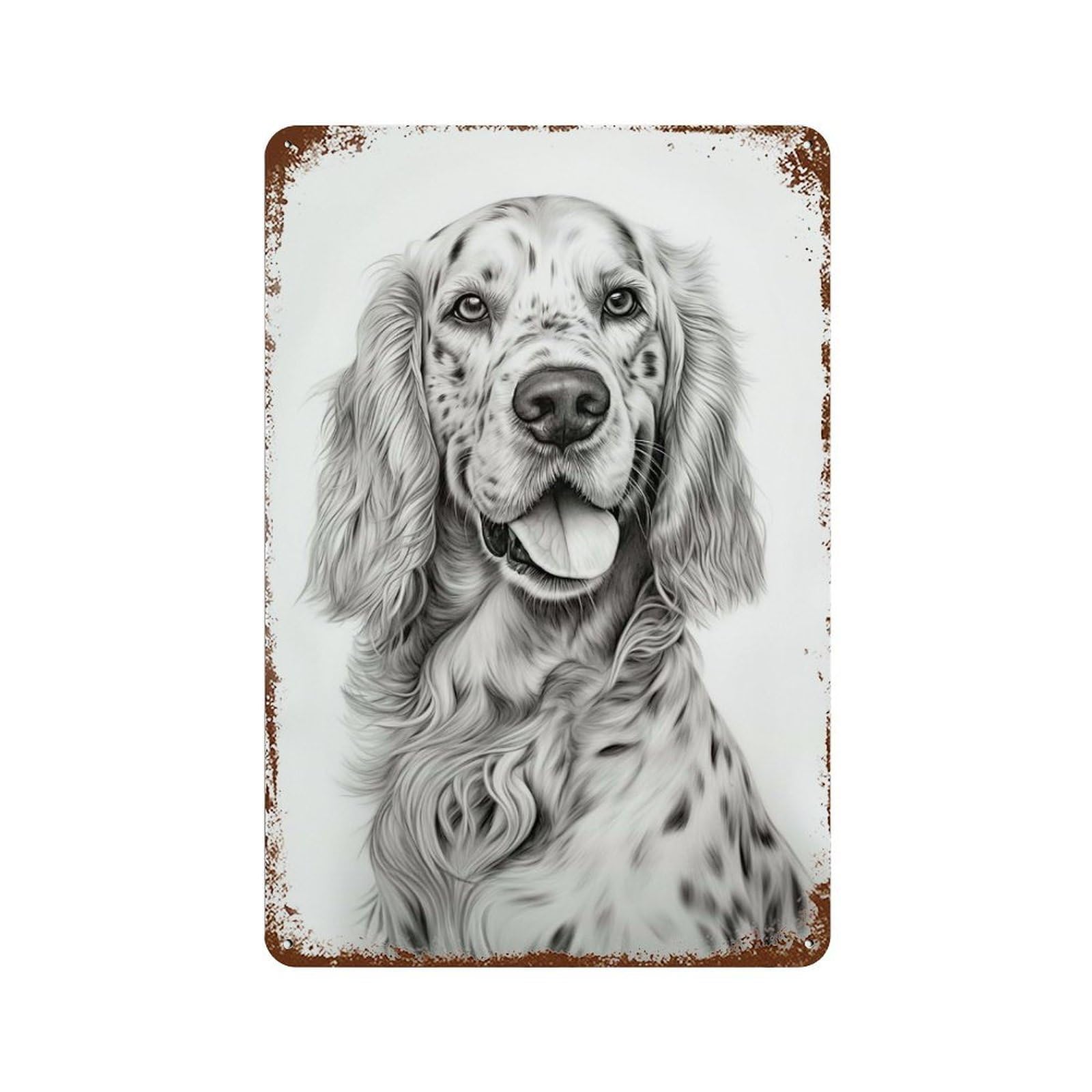 English Setter Decorative Tin Sign 11.8"x7.9", Retro Wall Decor for Basement, Hobby Room And Garage Decor