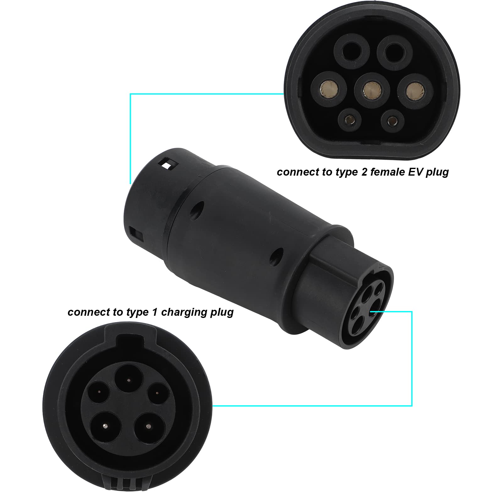 Adapter do ładowania Pojazdów Elektrycznych, Konwerter Typu 1 na Typ 2, 16 A, 32 A, 240 V, 7,2 KW, z ochroną IP54, Trudnopalny UL94 V0, do Większości Pojazdów Elektrycznych z