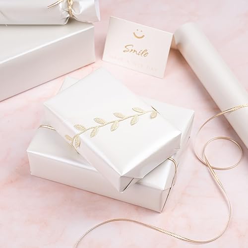 Miniatura 2 de RUSPEPA Papel de regalo metálico blanco roto, papel mate de color sólido, perfecto para bodas, cumpleaños, Navidad, baby shower, 17 pulgadas x 32.8