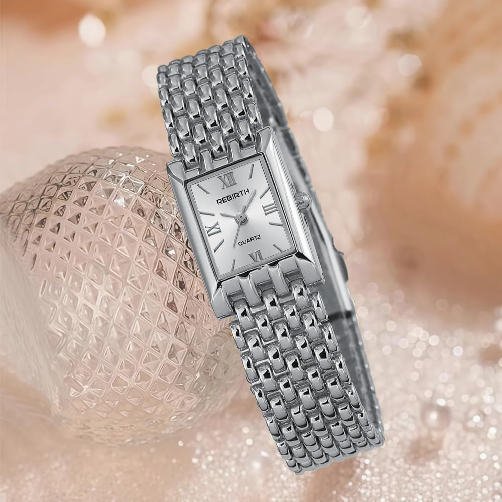 MASTOP Gold Watches for Women Vintage Rectangle Quartz Watch 30M Waterproof Stainless Steel Bracelet Adjustable Ladies Wristwatch - Image 2