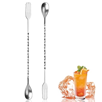 Cocktail Mixing Spoon 12.7 Inches Stainless Steel Bartender Mixing Spoon Cocktail Stirrers Cocktail Mixing Spoon, Stainless Steel Stirring Spoon, Suitable for Bars and Cafes ?2pcs)