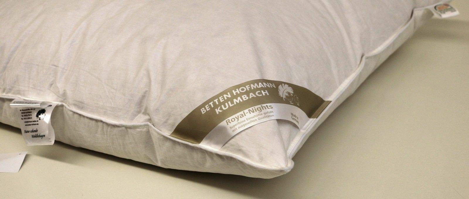 Betten Hofmann Daunen Kopfkissen 80x80 cm 600 g Füllung Daunenkissen 100% Neue Daunen, Naturprodukt, Wohlfühlkissen, waschbar