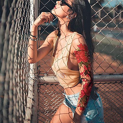 Image of Aresvns Flowers Temporary Tattoo Sleeves Full Arm Fake Tattoos for Women
