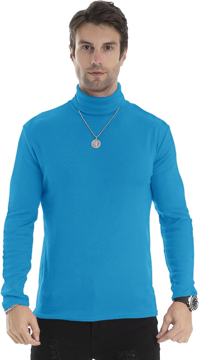 Men's Slim Fit Lightweight Long Sleeve Knitted Pullover Top Turtleneck Sweater T-Shirt - Image 2