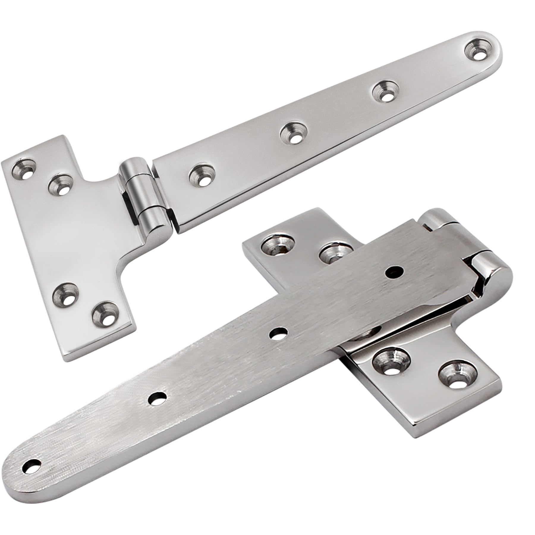 T-Scharniere aus 316 Edelstahl, Marinequalität, 20,3 x 10,2 cm, robustes Scharnier für Bootsluke (196 mm x 97 mm), 2 Stück, Guss-Schrankbeschläge, Türscharnier mit Schrauben