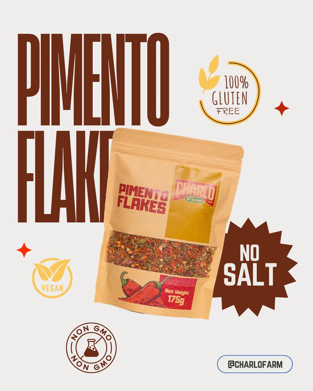 Charlo Farm's Pimento Flakes (175g) - Authentic Caribbean Seasoning – Pimento Flakes from Trinidad– Authentic Trinidad Seasoning – Premium Dehydrated Caribbean Herbs – No Additives or Preservatives