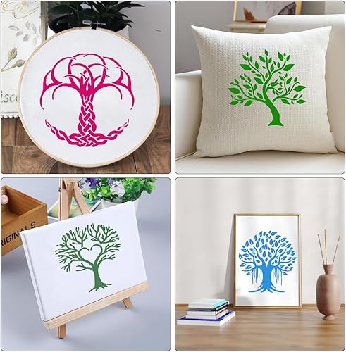 Miniatura 3 de 16 plantillas de árbol para pintar sobre madera, plantilla de árbol de la vida de 6 x 6 pulgadas, plantilla de dibujo de palmera pequeña para