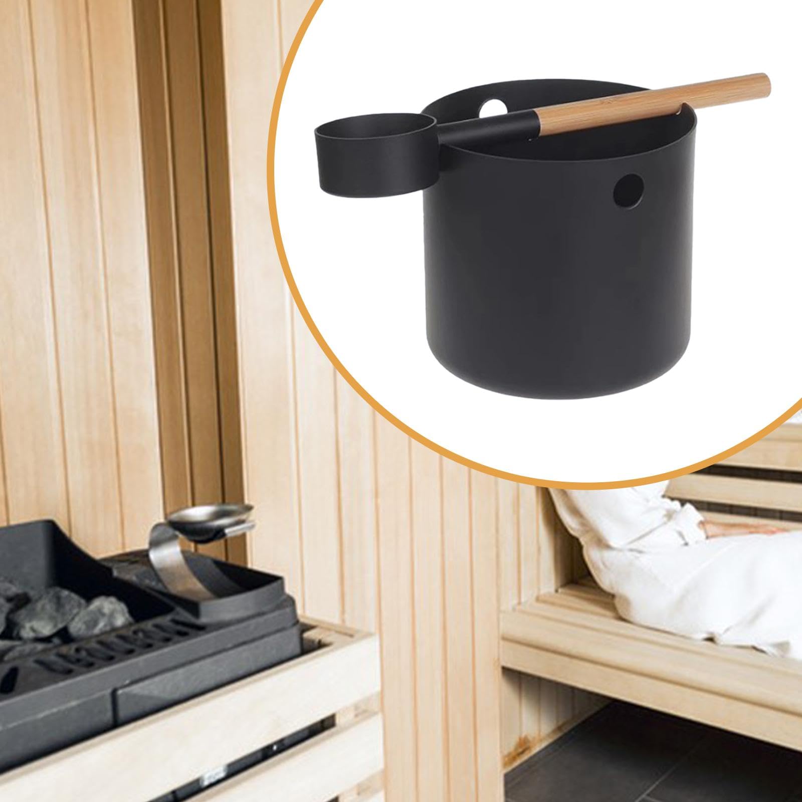 Set Secchio E Mestolo per Sauna da 5 Litri, Robusto Secchio per Acqua per Appartamento, Doccia, Hotel