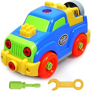 Montage Spielzeug Set Baufahrzeuge Auto mit Schraubenzieher Geschenk Fahrzeuge mit Funktion für Kinder ab 3 Jahren , MEHRWEG