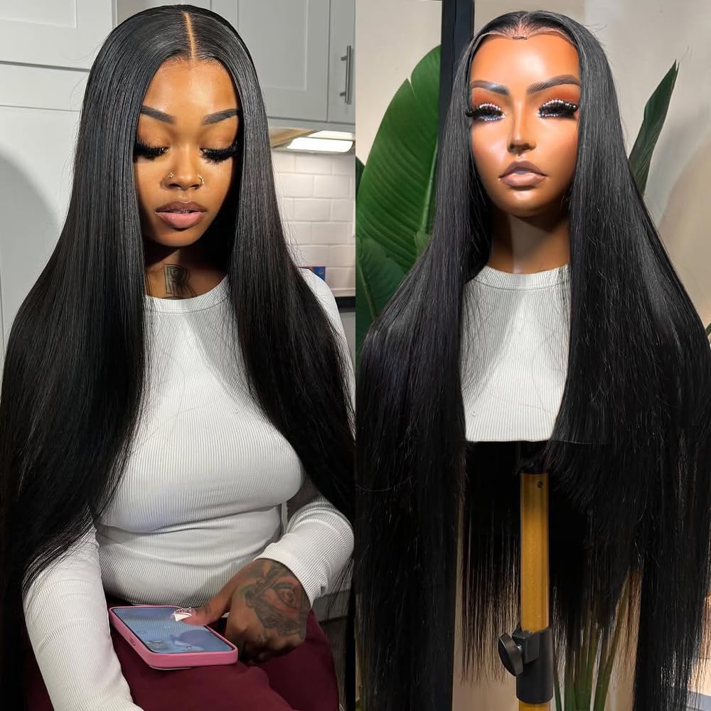 VFFTI 13x6 Lace Front Wigs Human Hair for Women 200 Density HD Transparent Straight Lace Front Wigs Human Hair Pre Plucked Glueless Wigs Lace Frontal