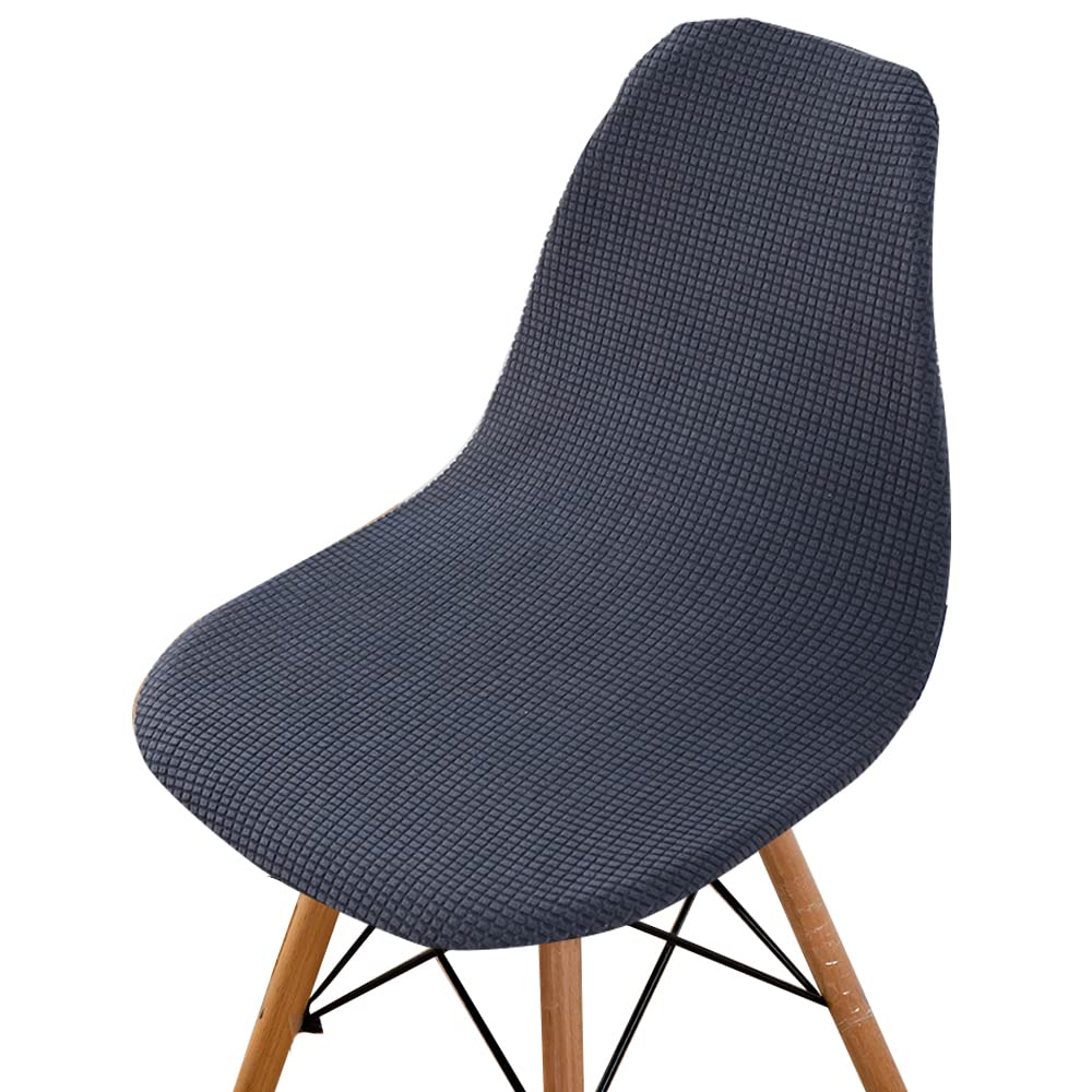 Highdi Dark Gray Corduroy Jacquard Scandinavian Dining Chair Covers, Nordic Style Armless Chair Slipcovers Shell Chairs Covers Removable Washable For Kitchen, Bedroom, Living Room (,6 Pcs)