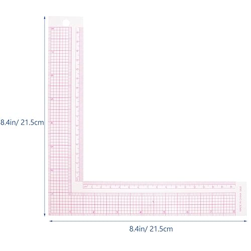 Miniatura 3 de Ciieeo 2 reglas de costura de plástico reglas curvas cuadradas medida de costura reglas de medida herramienta de manualidades para patrón de ropa