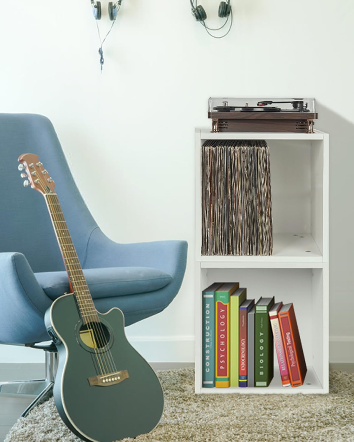 OUUTMEE 3 Stück Record Box, Hält bis zu 100 pcs Problemlos stapelbar, DIY-Design, kann als CD-Präsentationsständer Verwendet Werden,Weiß
