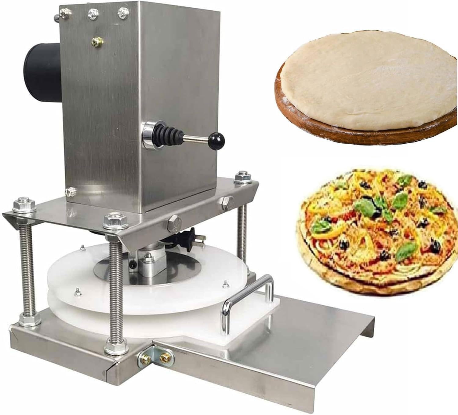 Elektryczna prasa do ciasta, komercyjna prasa do pizzy i tortilli ze stali nierdzewnej, średnica 22 cm, idealna do chleba pita i ciasta francuskiego, solidne wykonanie