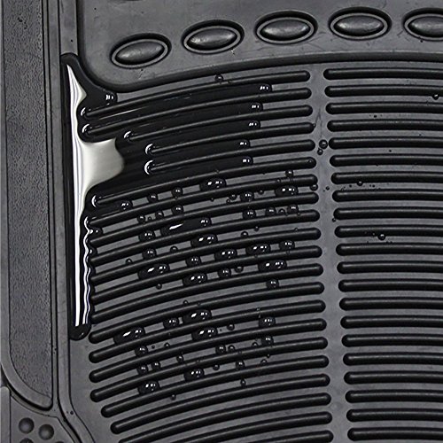 Image of FH Group Automotive Floor Mats - Heavy-Duty Rubber, Universal Fit Full Set, Climaproof, Trimmable for Most Cars, Sedan, SUV, Truck, Black (Pack of 2)