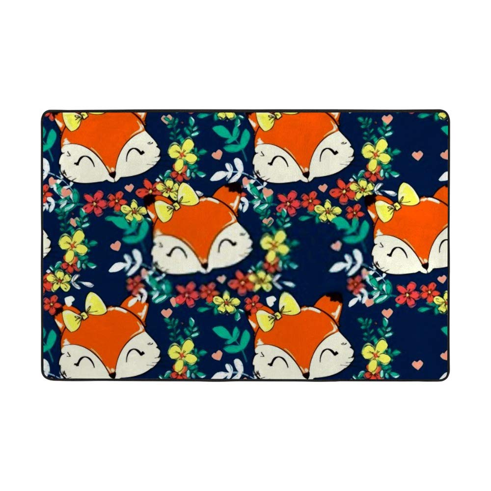 Tapis de salon velours doux grand tapis motif renard anti-plis