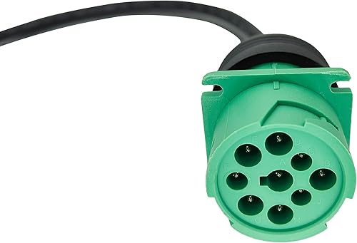 Miniatura 2 de Cable adaptador OBD2 a J1939 verde tipo 2 (16 pines macho a 9 pines hembra) para camiones pesados y vehículos comerciales con conector de