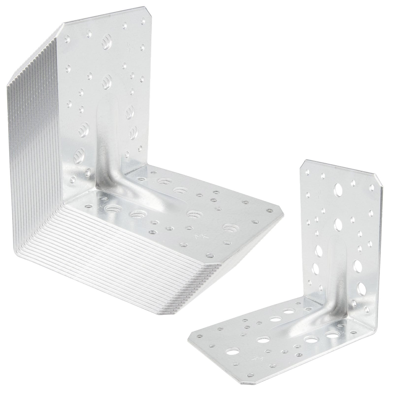SOTECH 20er Set Bauwinkel Winkelverbinder 130 × 130 × 100 mm mit Sicke (Verstärkung) 90° Materialstärke 2,5 mm Schwerlastwinkel aus feuerverzinkter Stahl Eckwinkel Stahlwinkel Metallwinkel Winkel