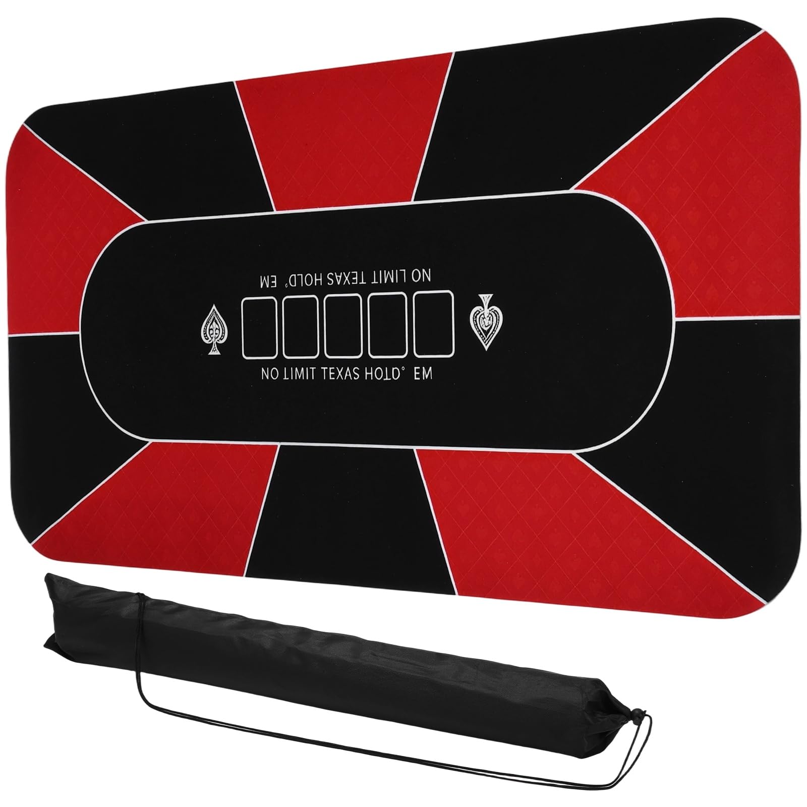 DTGN Portable Poker Table Mat, 120 x 60 cm Non-Slip Foldable Rubber Poker Mat, Noise Reduction Table Top with Polyester Storage Bag for Tabletop Games Home Games Night, Red