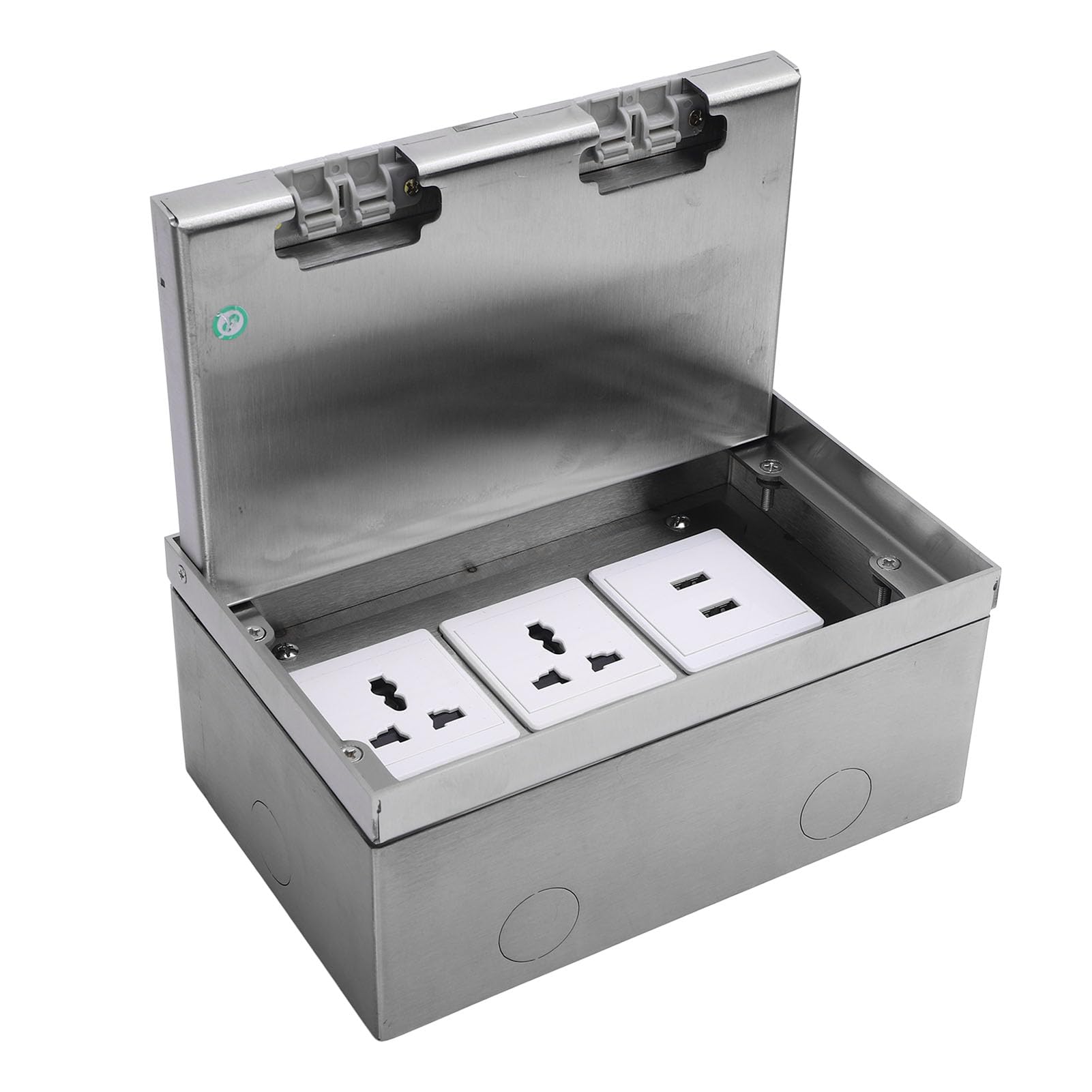 Scatola di Derivazione da Incasso a Pavimento in Stile Marmo con 2 Prese e 2 Porte USB per Ufficio Scolastico, Materiale Acciaio Inossidabile/PC