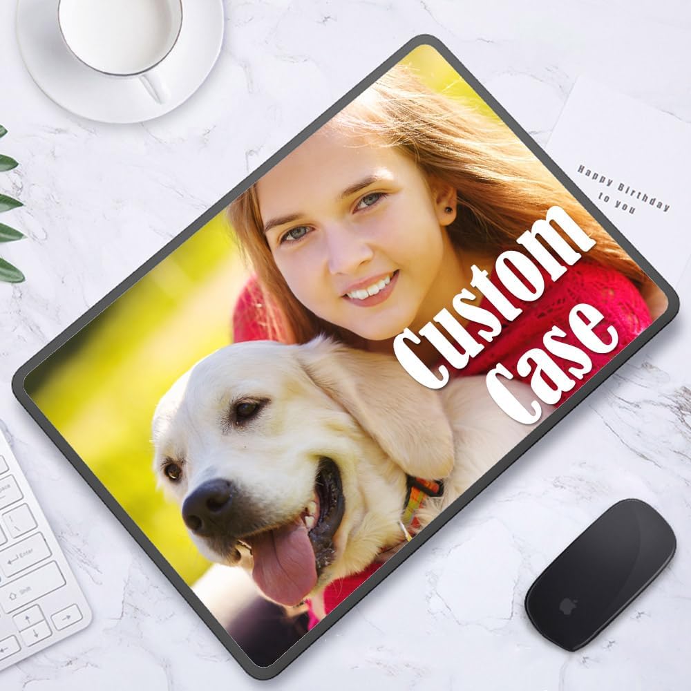 Personalized Hard Shell Cover for MacBook Pro 16" 14" 13" Air 15 13.6 13 Inch Mac Photo Picture Logo Text Name Image Customizable DIY Design, Custom Transparent Clear/Black Edge Frame Laptop Case