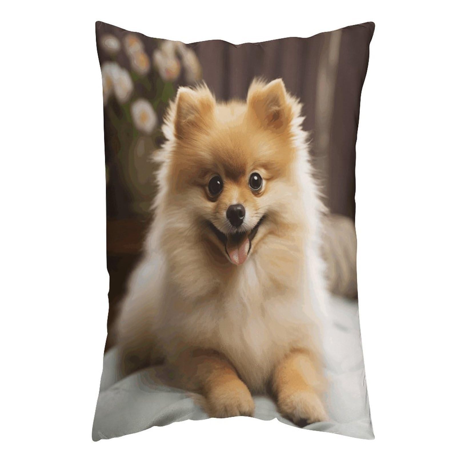 FekiLoot Cute Pomeranian Dog Throw Pillow Cover Soft Pillowcase with Hidden Zipper Lumbar Decorative Throw Pillow Covers Luxury Cozy Pillows Shams Rectangle Cushion Cases