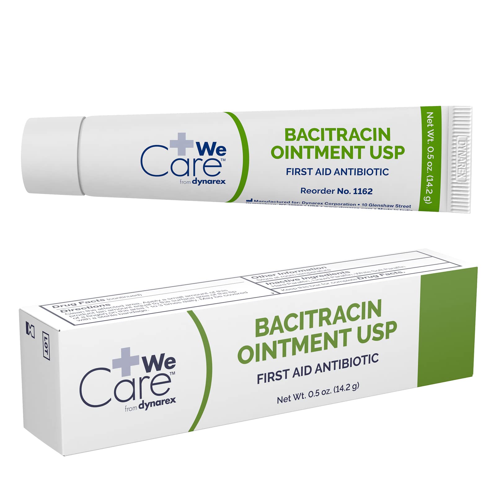 Dynarex Bacitracin Topical Ointment USP - First Response Wound Care Supplies for Minor Cuts Scrapes Burns - Helps