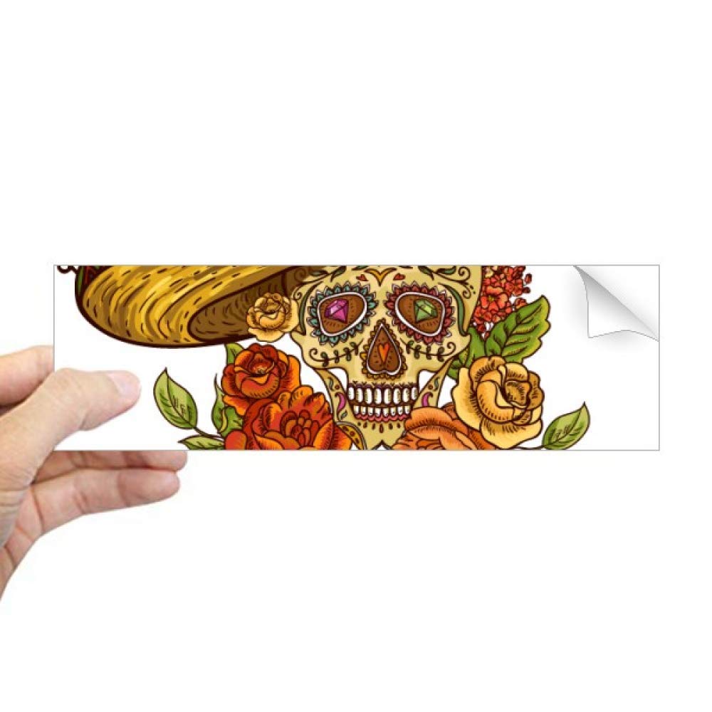 Autocollant Sugar Skull Sombrero transparent et resistant aux UV pour vitrage